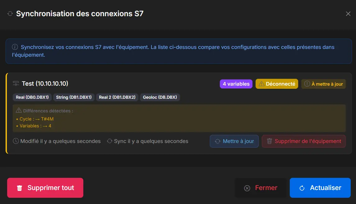 Synchronisation avec mise à jour
