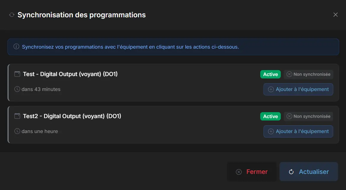 Synchronisation programmation