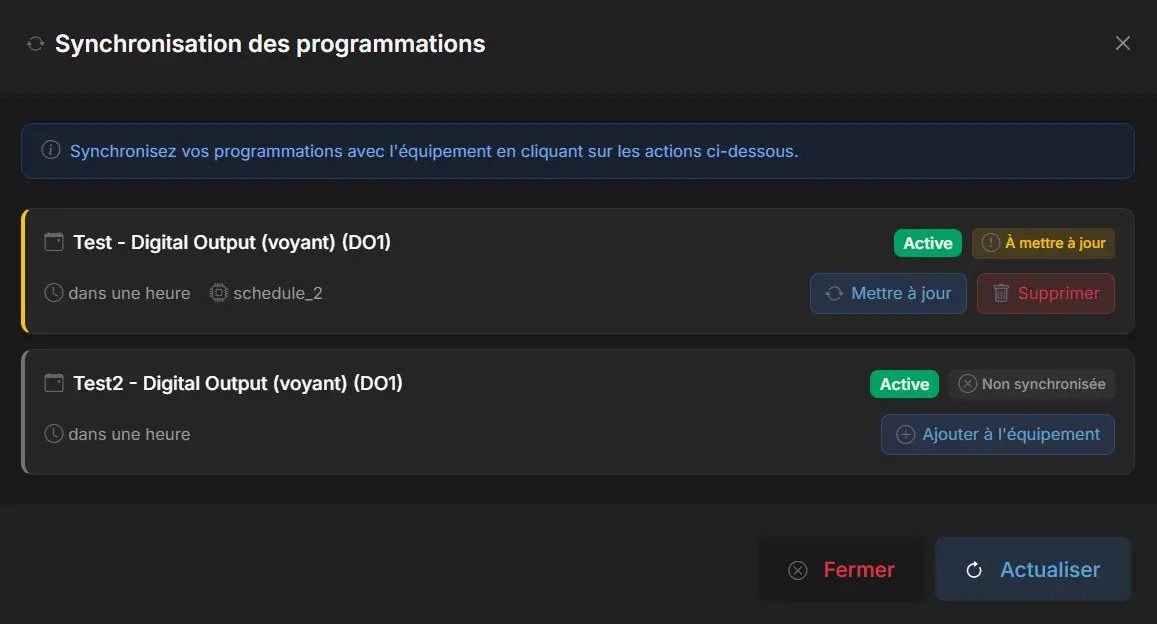 Synchronisation avec mise à jour