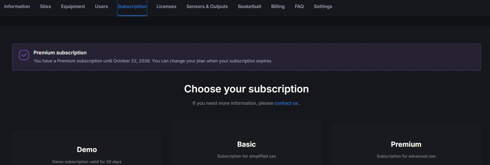 Subscription status